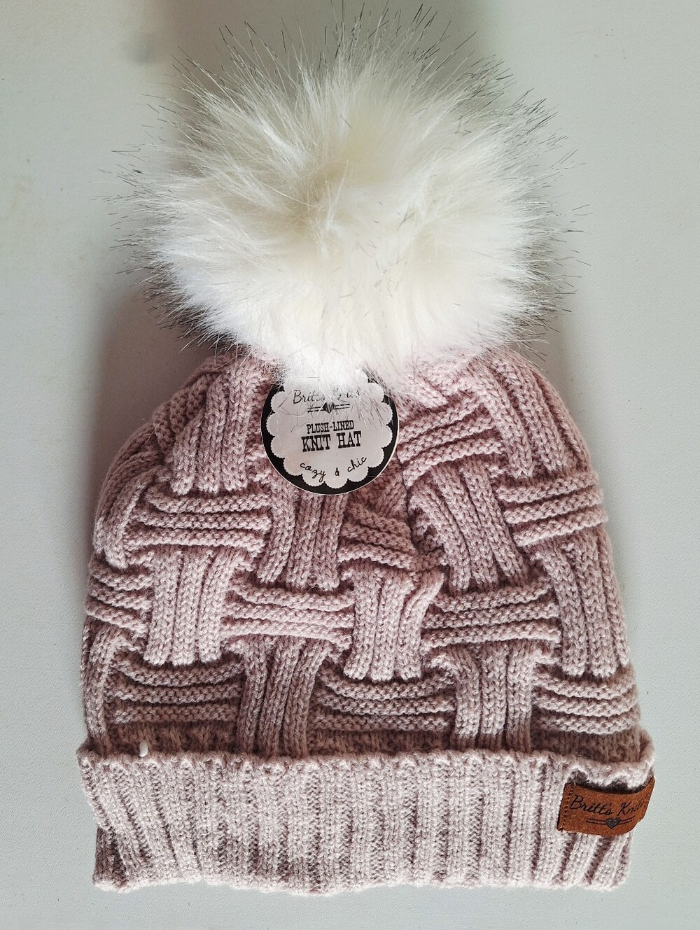 New Britt's Knits Pink Knit Pom Beanie
